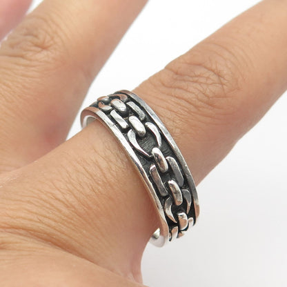 925 Sterling Silver Vintage Chain Band Ring Size 13.25
