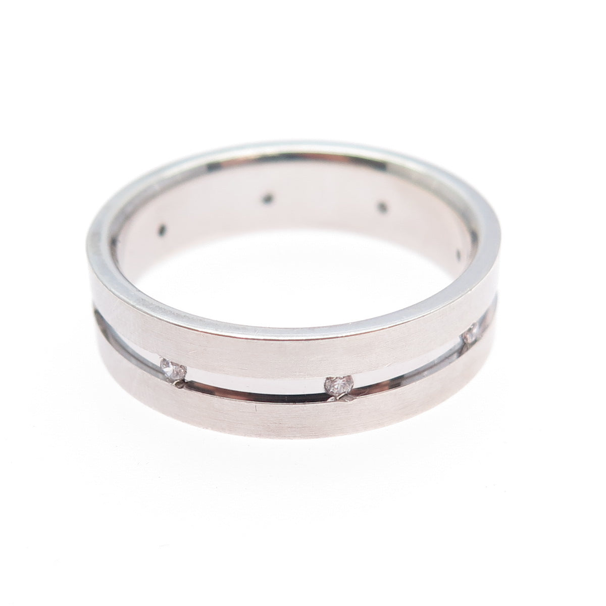925 Sterling Silver Vintage MGR Round-Cut C Z All Around Band Ring Size 9.5