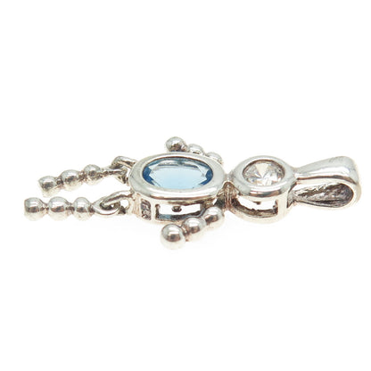 925 Sterling Silver Vintage Blue & White C Z December Birthstone Boy Pendant