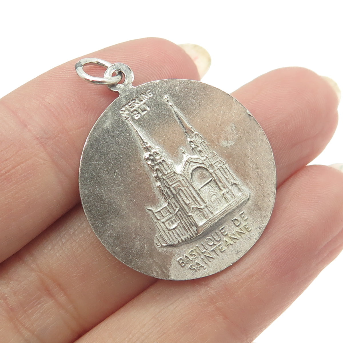 BLI Religious Sterling Silver Vintage Basilica of Ste. Anne de Detroit Pendant