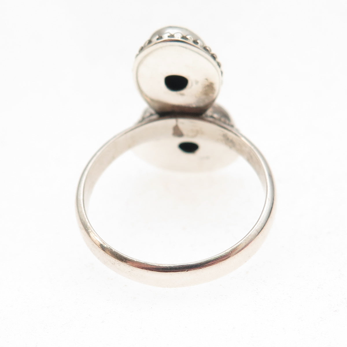 925 Sterling Silver Vintage Real Tyrone Turquoise Oxidized Ring Size 8.25