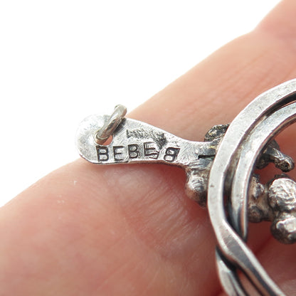 BEBE 925 Sterling Silver Vintage Modernist Oxidized Charm Pendant