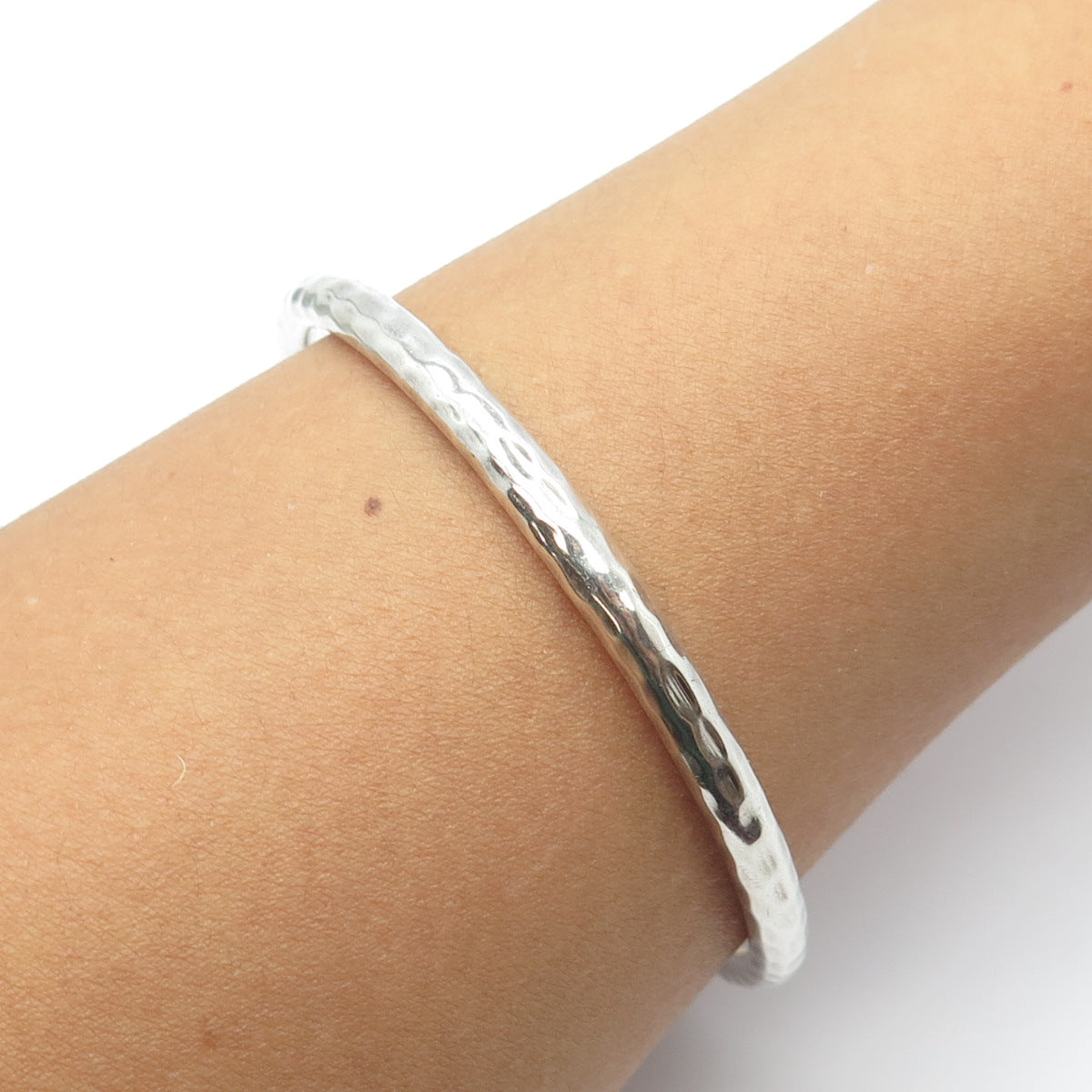 SILPADA 925 Sterling Silver Hammered Finish Bangle Bracelet 8.25"