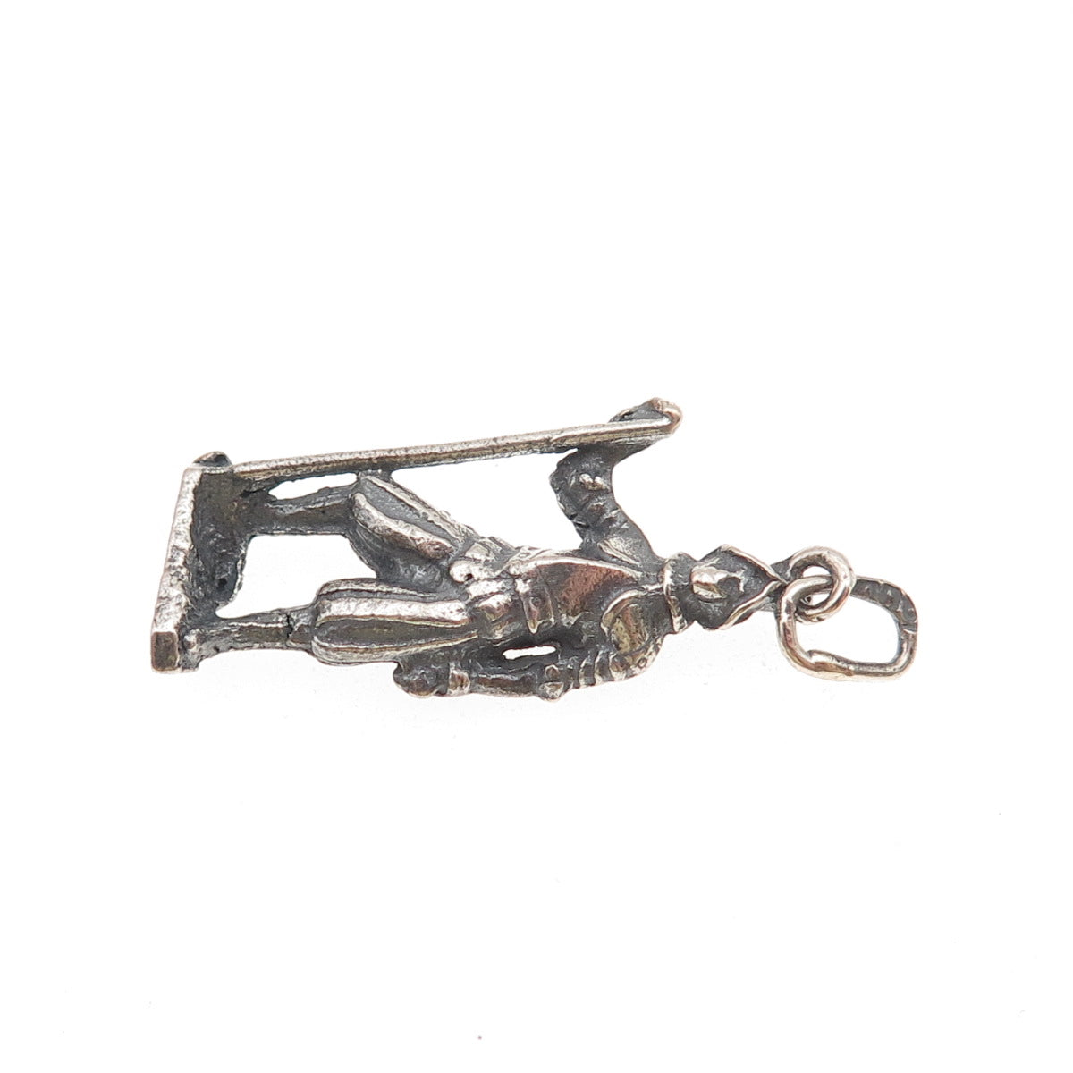 800 Silver Antique Art Deco Vatican City Swiss Guard Oxidized 3D Charm Pendant
