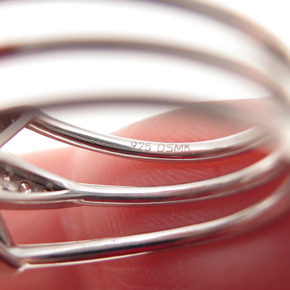 DSMK 925 Sterling Silver Round-Cut C Z North Star Multi-Row Ring Size 7.25