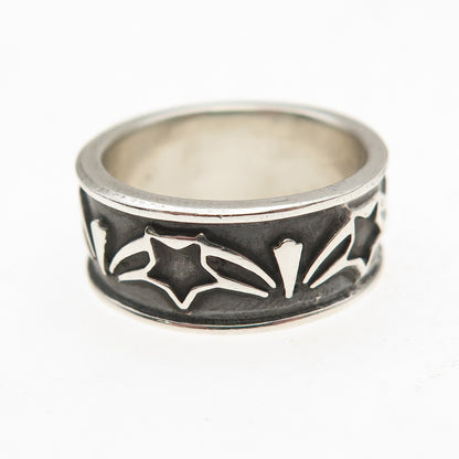 925 Sterling Silver Vintage Mexico Star Oxidized Band Ring Size 6.25