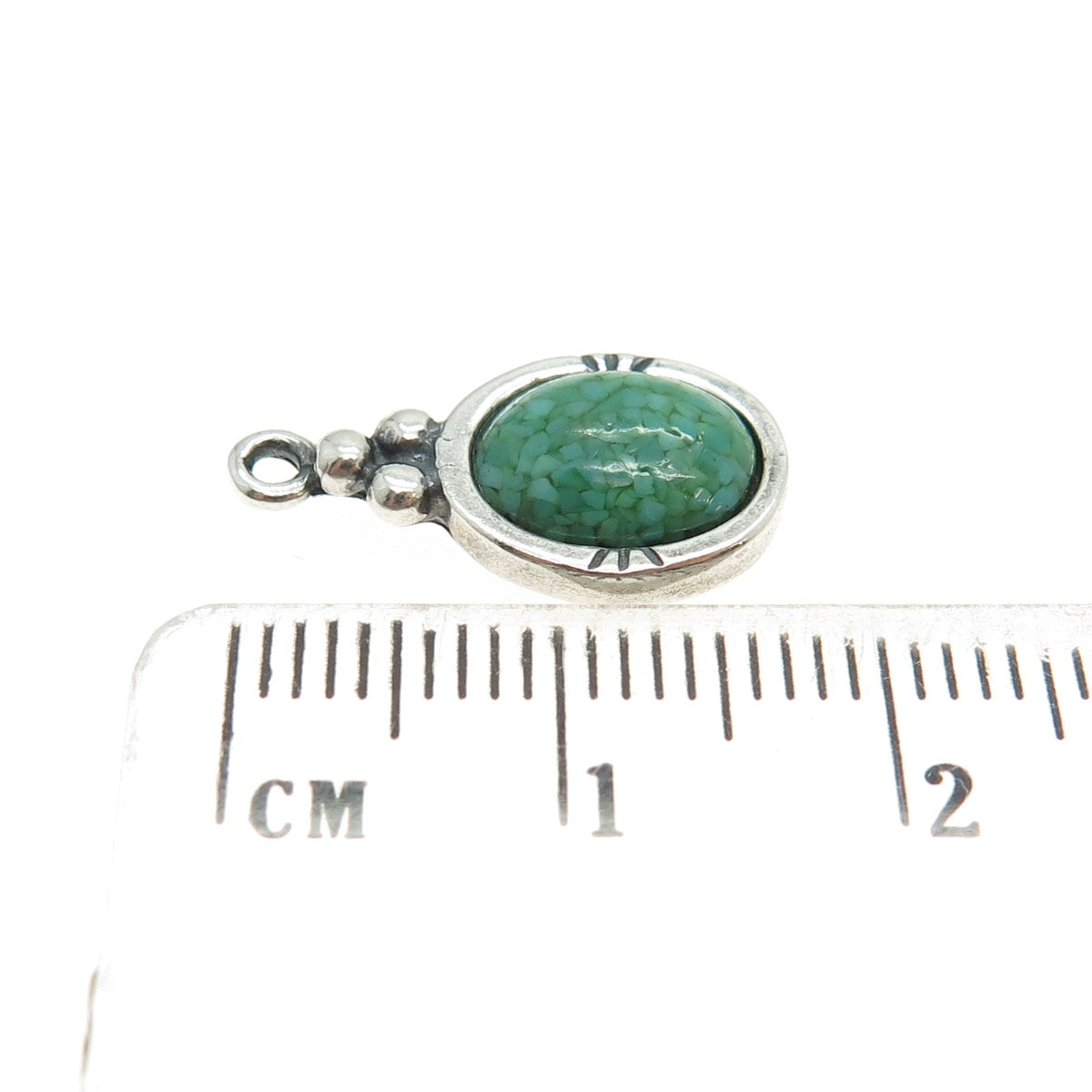 CAROLYN POLLACK Sterling Silver Vintage Real Turquoise Inlay Minimalist Pendant