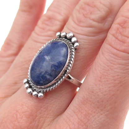 Old Pawn 925 Sterling Silver Vintage Southwestern Sodalite Tribal Ring Size 7