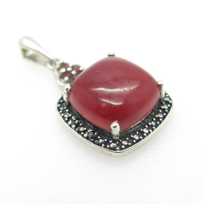 CHUCK CLEMENCY Sterling Silver Vintage Diamond Accent Carnelian Garnet Pendant
