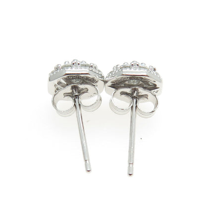 925 Sterling Silver Round-Cut C Z Stud Earrings