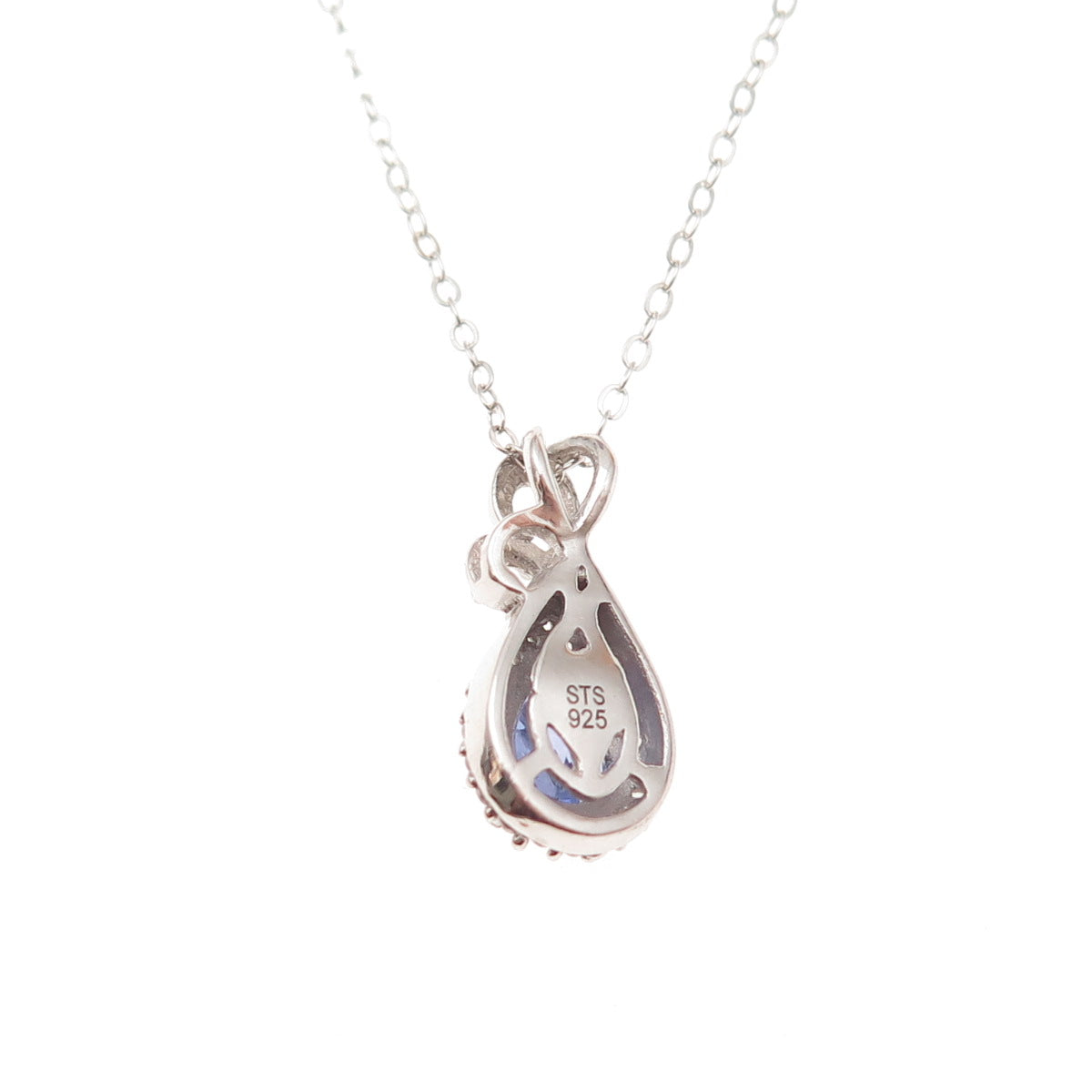 Chuck Clemency 925 Sterling Silver Real Tanzanite White Topaz Chain Necklace 20"