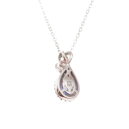 Chuck Clemency 925 Sterling Silver Real Tanzanite White Topaz Chain Necklace 20"