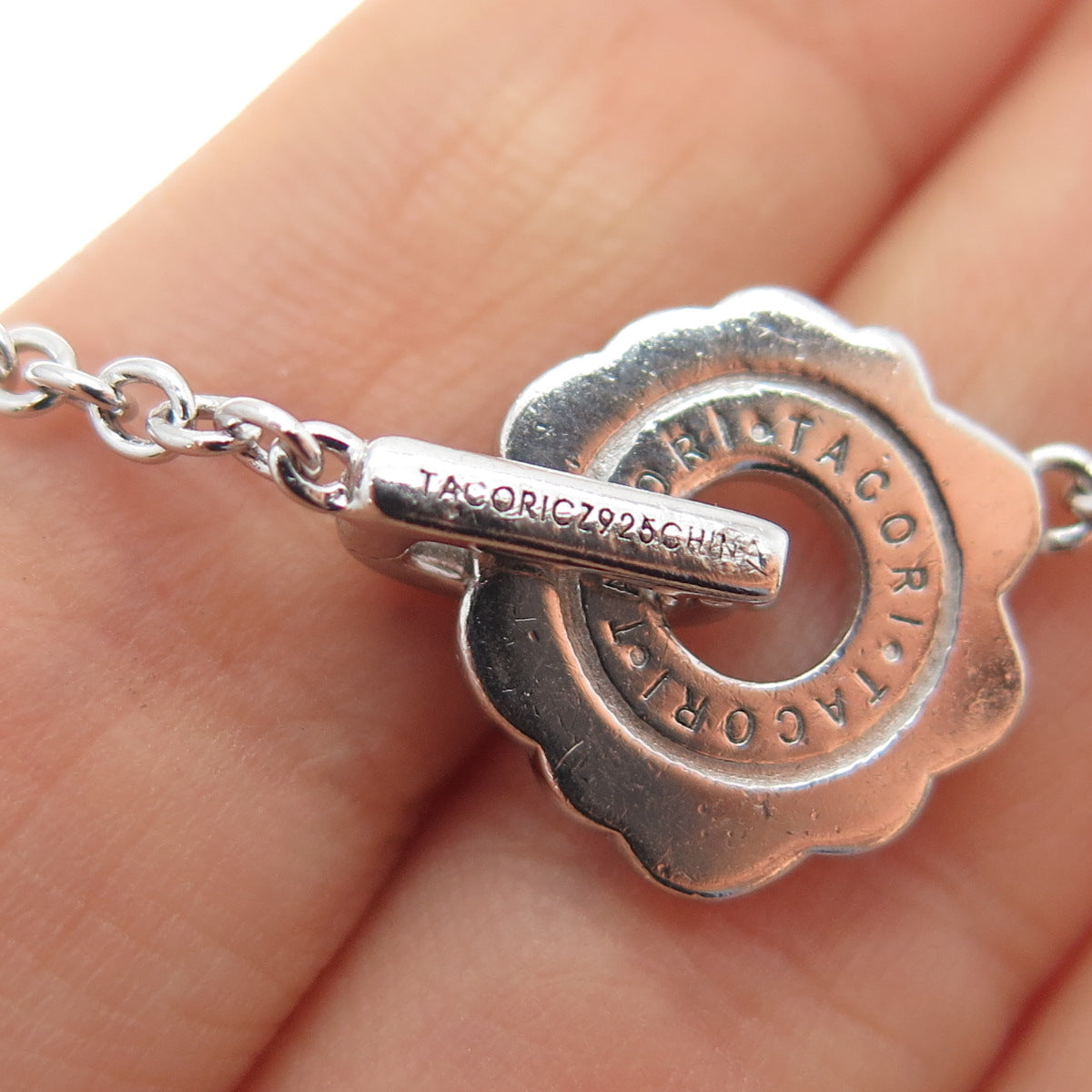 TACORI 925 Sterling Silver Round-Cut C Z By The Yard Station Chain Necklace 20"