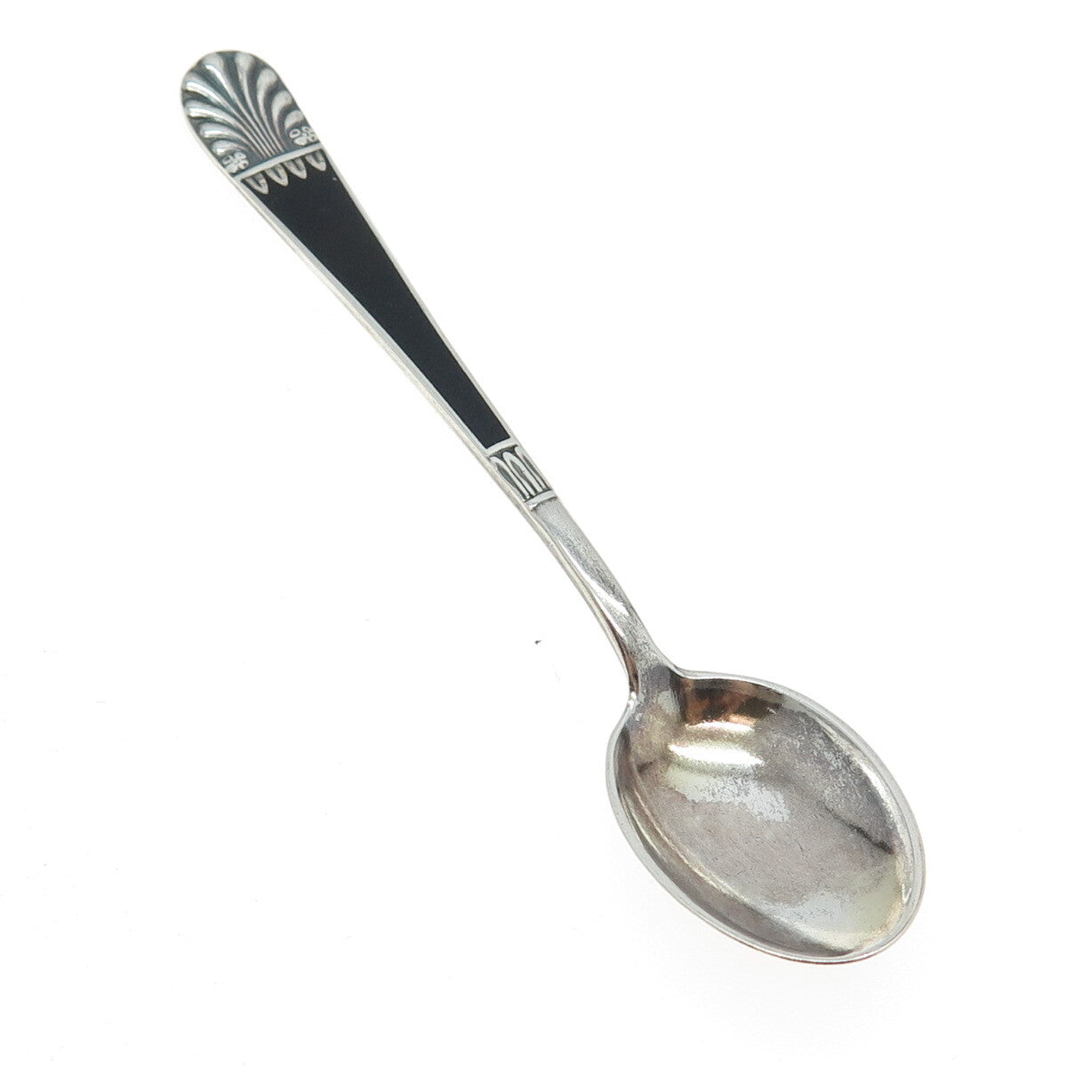 J. TOSTRUP 925 Sterling Silver Antique Art Deco Norway Enamel Coffee Spoon