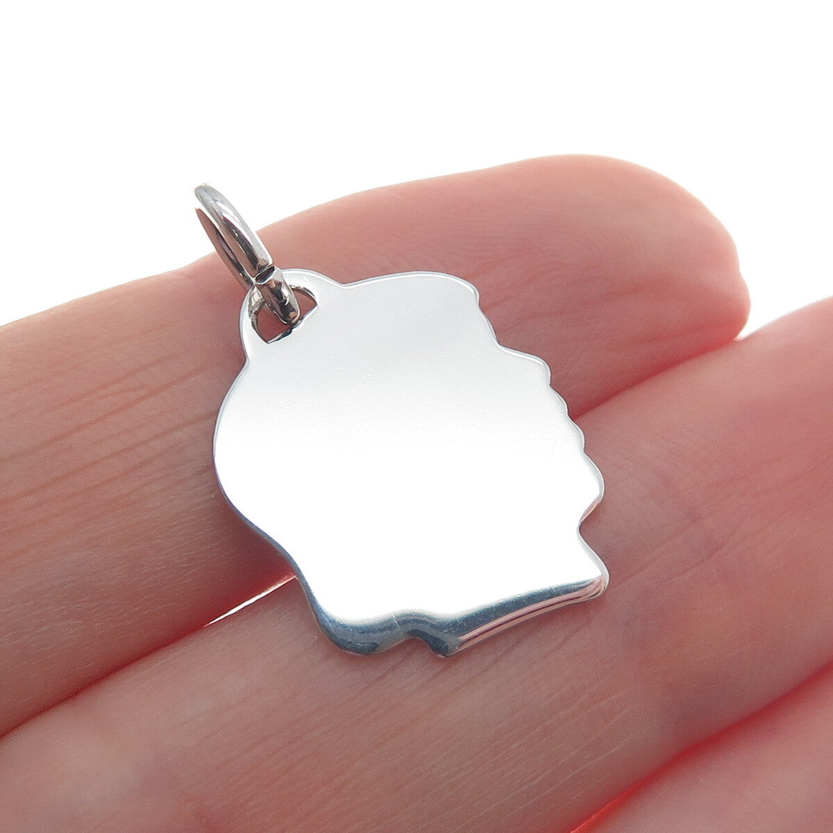 A & Z 925 Sterling Silver Vintage Girl's Face Profile Minimalist Charm Pendant