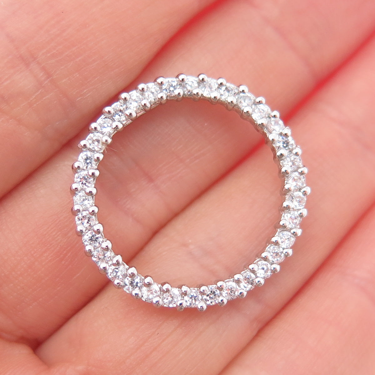 CHARLES WINSTON 925 Sterling Silver Round-Cut C Z Circle of Life Slide Pendant