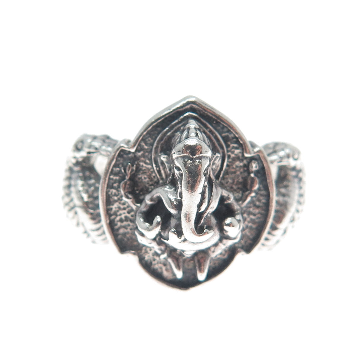 925 Sterling Silver Vintage Jaya Ganesha Elephant Oxidized Ring Size 8.5