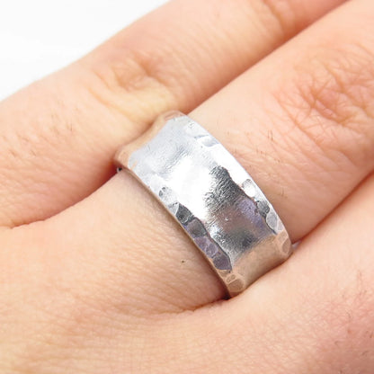 925 Sterling Silver Vintage J. Esposito Hammered Finish Band Ring Size 6.75