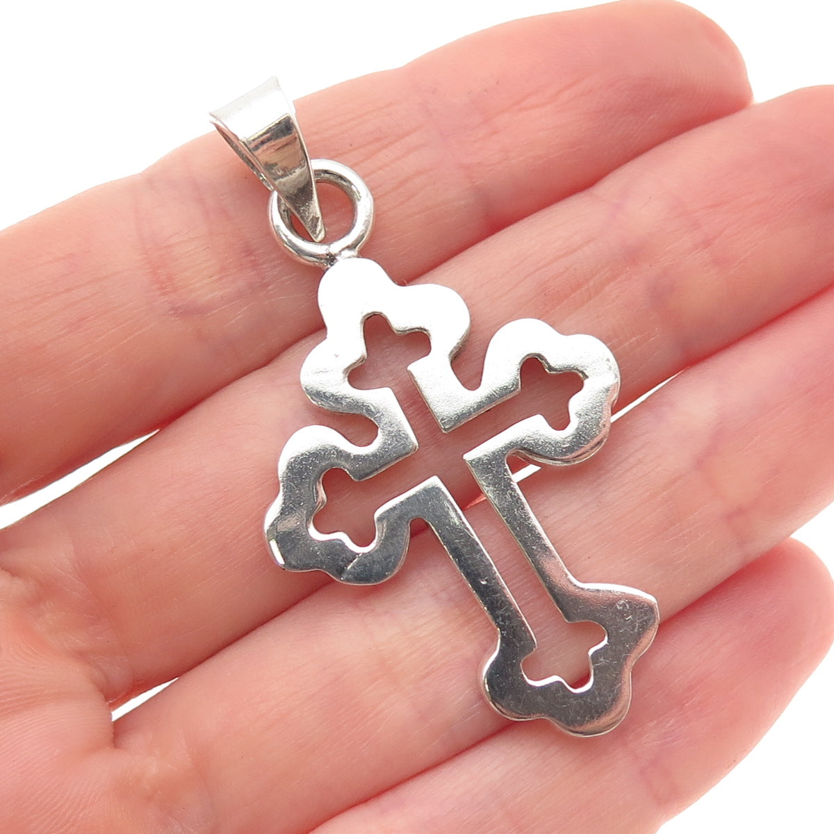 925 Sterling Silver Vintage Mexico Cross Religious Charm Pendant