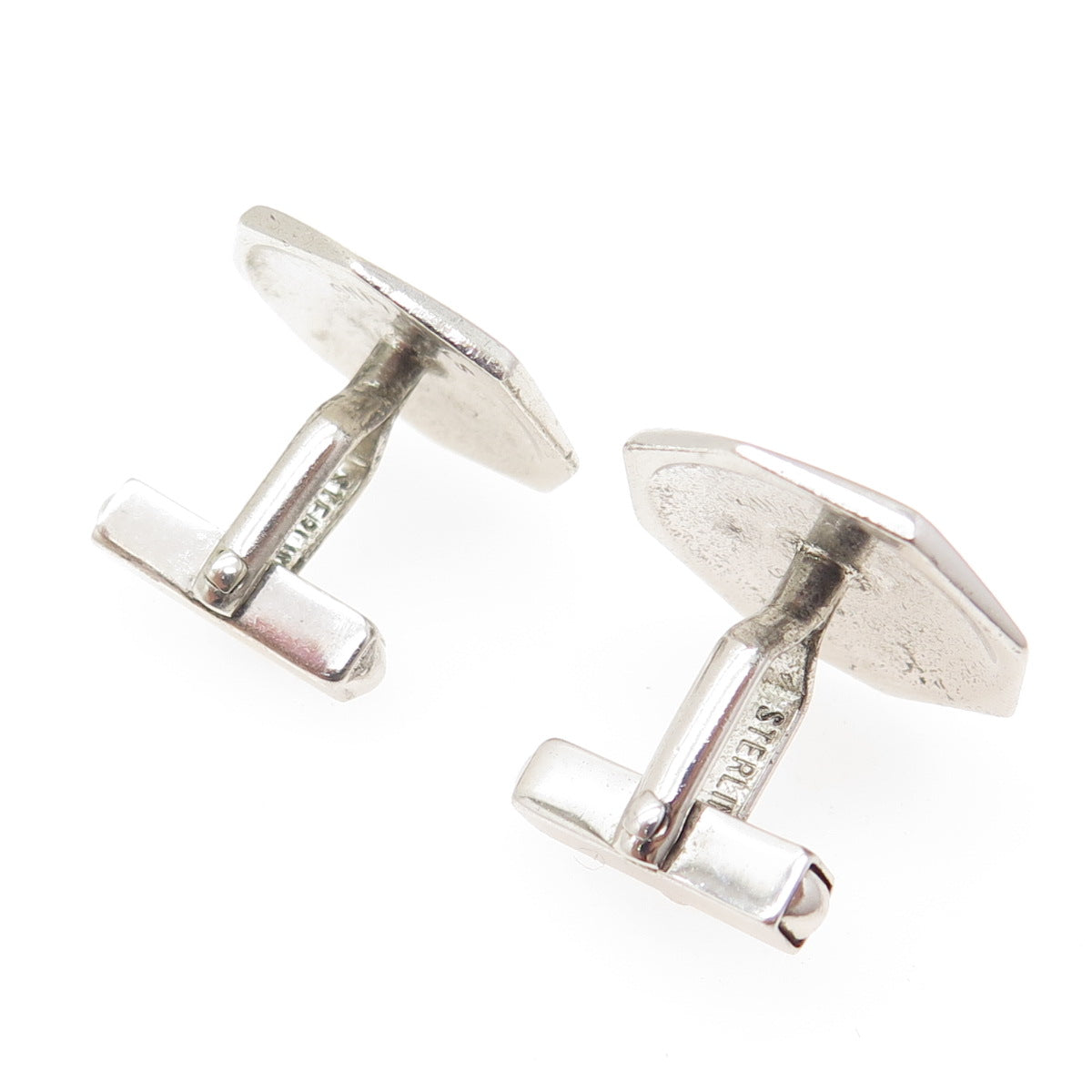 SWANK 925 Sterling Silver Antique Engraved Octagon Cufflinks