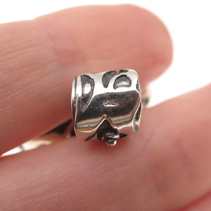 925 Sterling Silver Vintage Real Amber Ornate Oxidized Charm Pendant