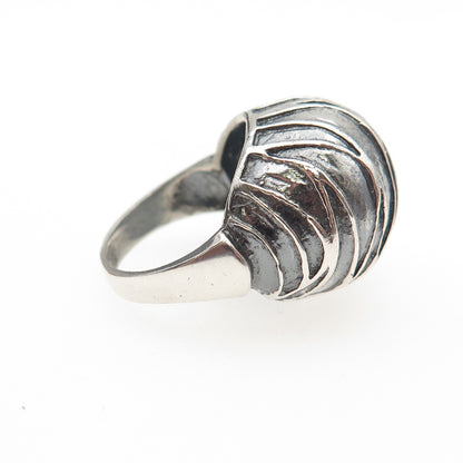 925 Sterling Silver Vintage Modernist Dome Oxidized Ring Size 5.25