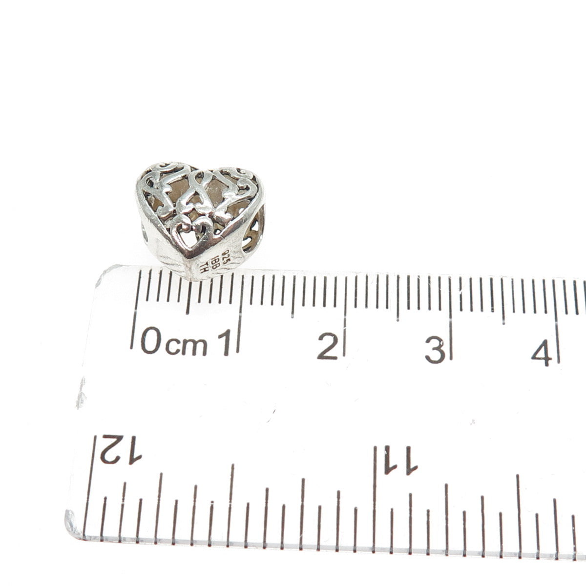 925 Sterling Silver Vintage Ornate Heart Bead Charm