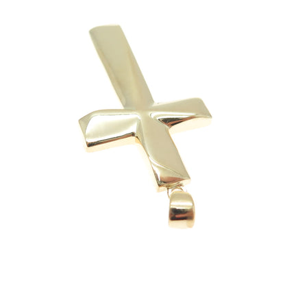 14K Yellow Gold Modernist Cross Charm Pendant