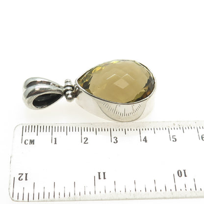925 Sterling Silver Vintage Real Pear-Cut Citrine Pendant