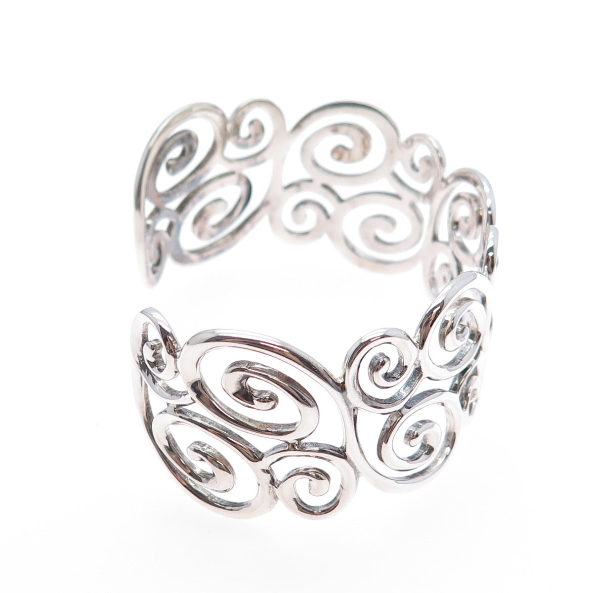 ROSS SIMONS 925 Sterling Silver Vintage Swirl Adjustable Cuff Bracelet 6.75"