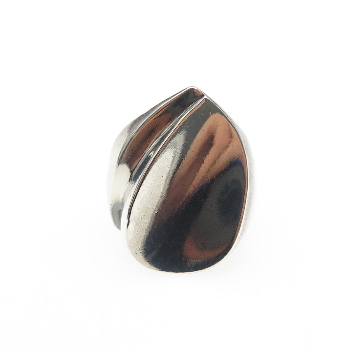 925 Sterling Silver Vintage Mexico Modernist Petal Oxidized Ring Size 6