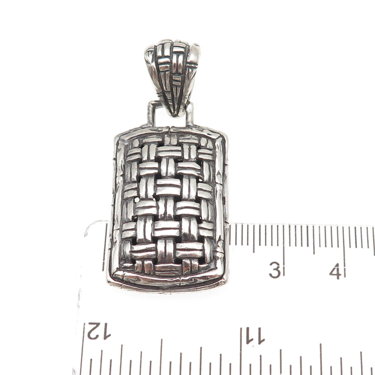 Sarda 925 Sterling Silver Vintage Woven Oxidized Charm Pendant