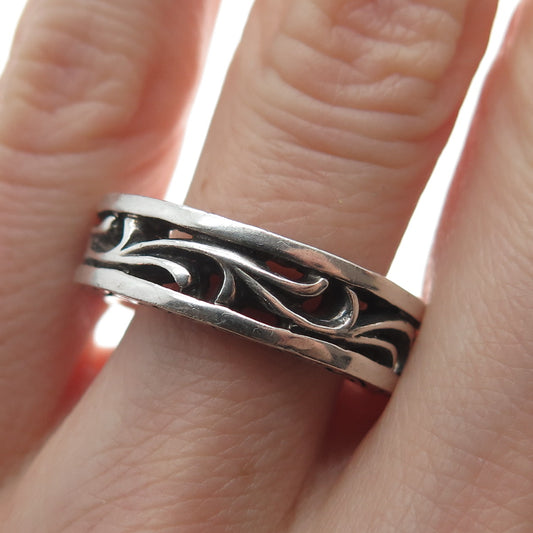 925 Sterling Silver Vintage Swirl Ornate Band Ring Size 7.5
