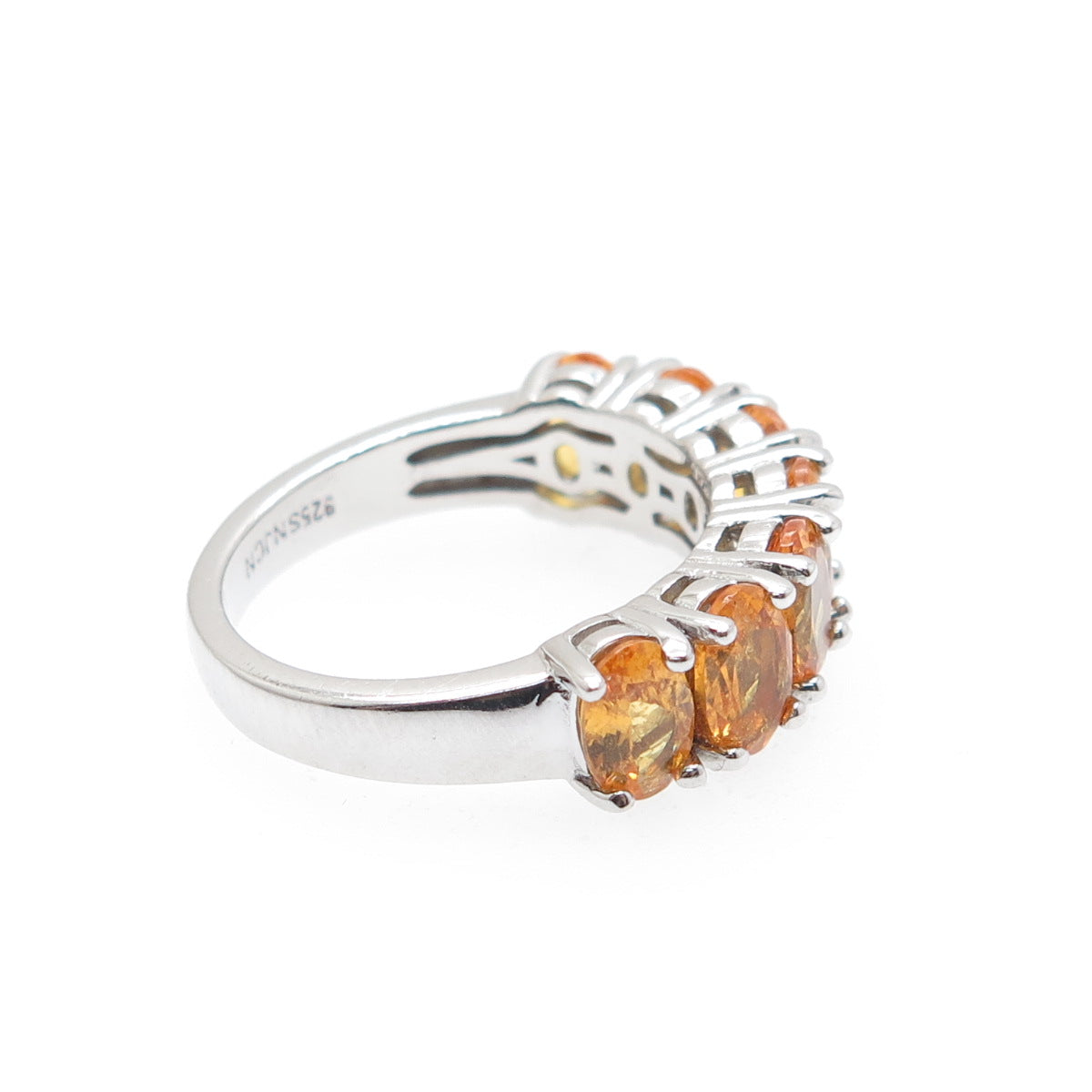 925 Sterling Silver Real Oval-Cut Citrine Ring Size 6.25