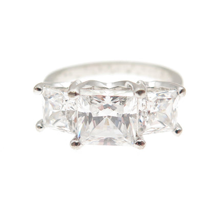 JCM Jacmel Mauritius 925 Sterling Silver Princess-Cut C Z Engagement Ring Size 5