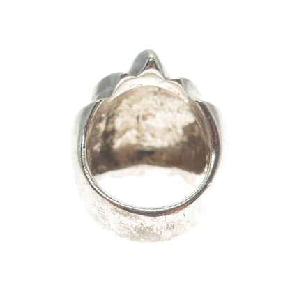 925 Sterling Silver Vintage Modernist Dome Oxidized Ring Size 6.25