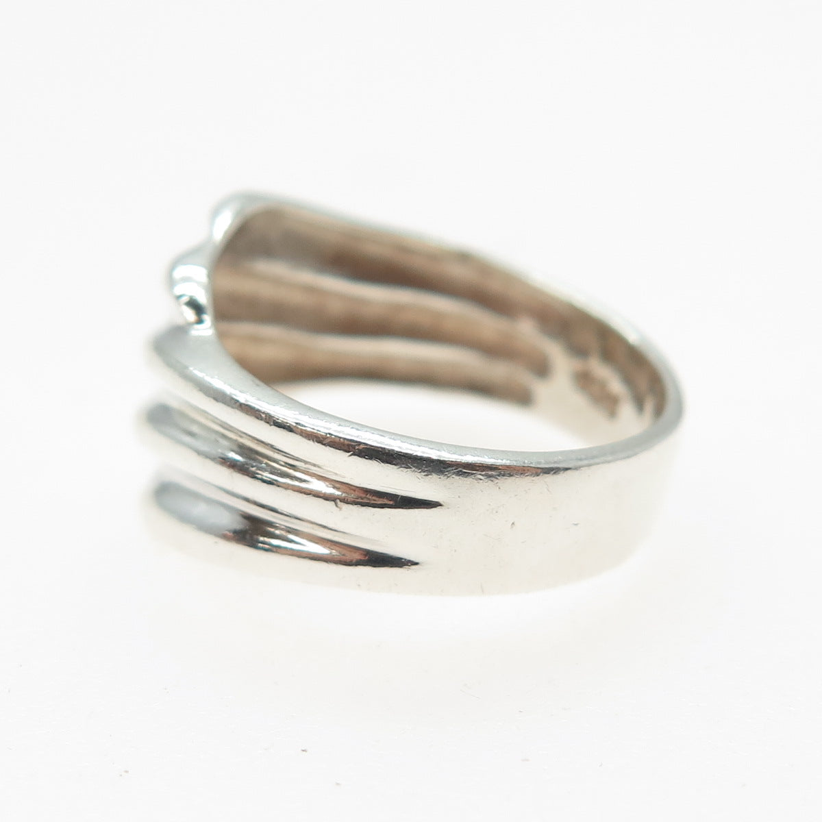 925 Sterling Silver Vintage Modernist Wavy Ribbed Ring Size 6