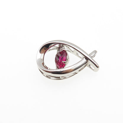 SAI 925 Sterling Silver Round-Cut Lab-Created Ruby Mini Slide Charm Pendant