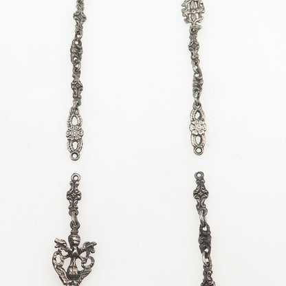 800 Silver Antique Art Deco European Floral Chain Necklace 36" (repair needed)