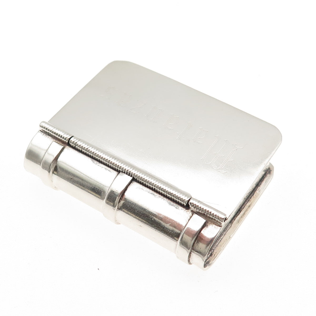 925 Sterling Silver Vintage Mexico Engraved Matanzas Book Pill / Snuff Box