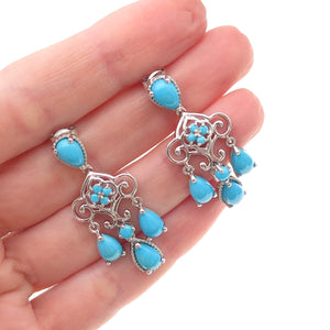 Chuck Clemency Sterling Silver Real Sleeping Beauty Turquoise Dangle Earrings