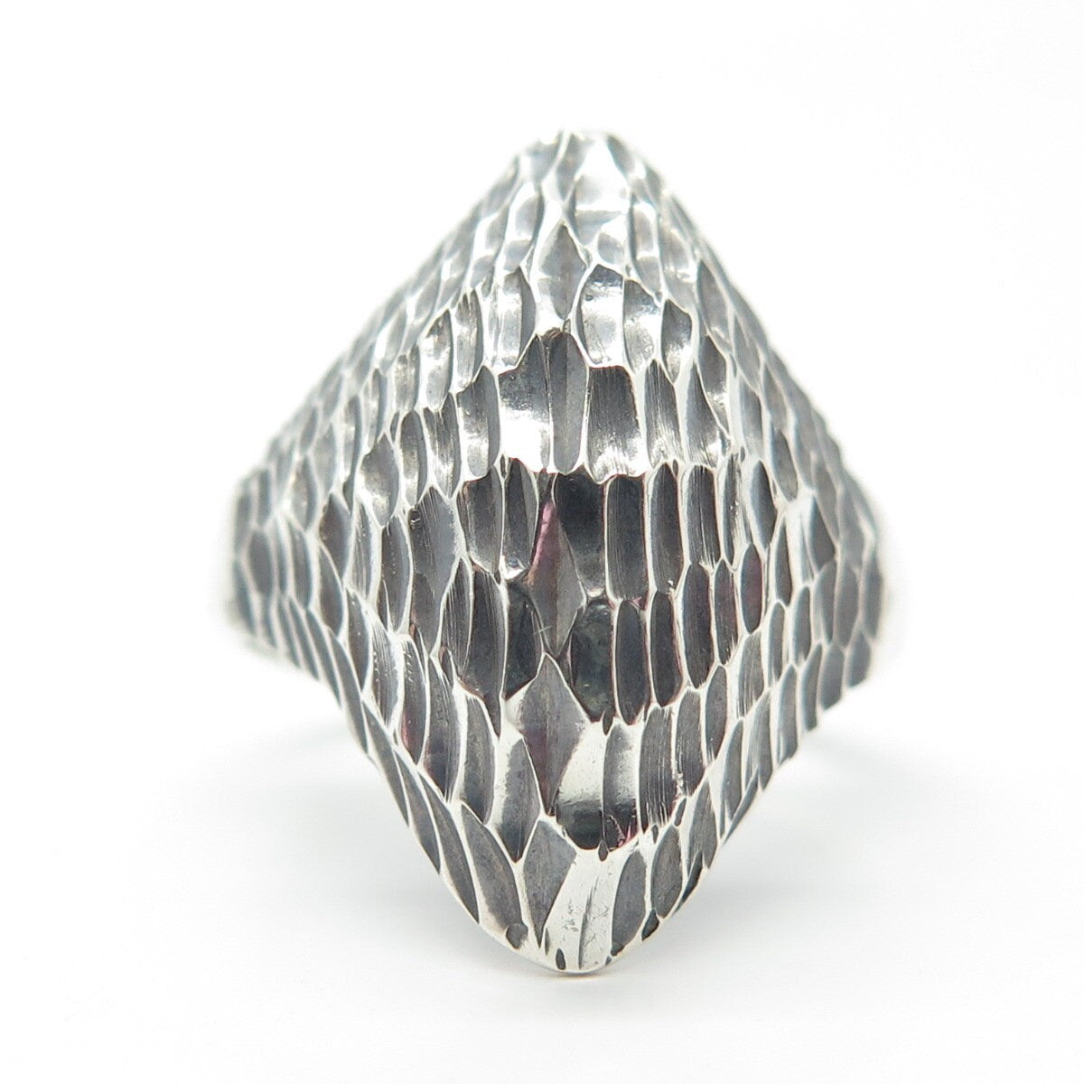 925 Sterling Silver Vintage Textured Modernist Ring Size 9.25