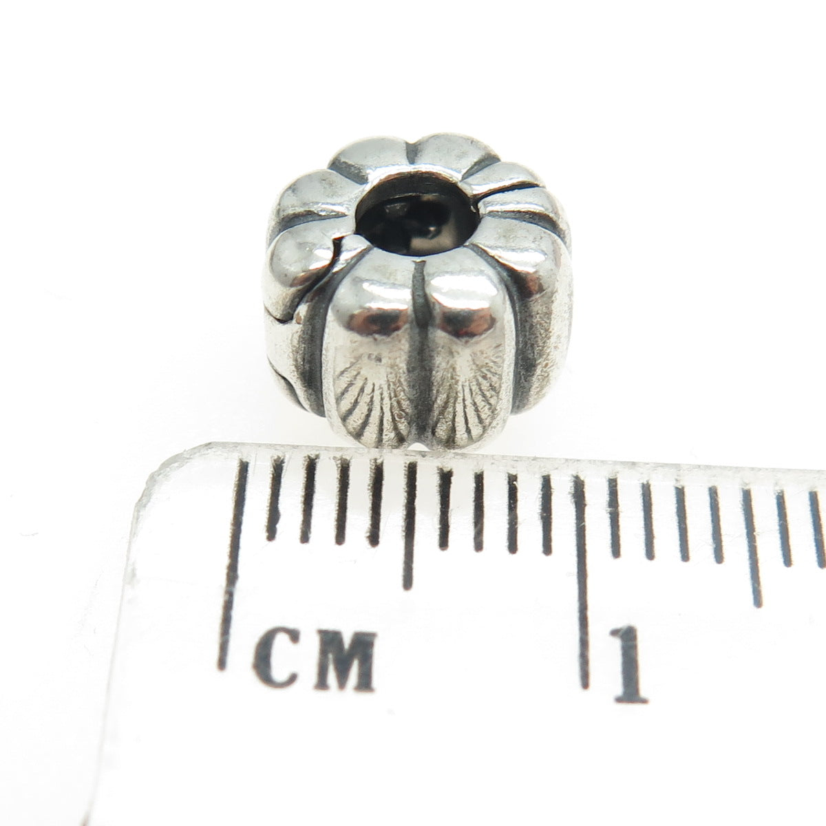 PANDORA 925 Sterling Silver Ribbed Clip Charm