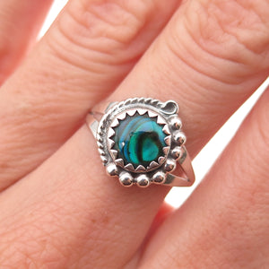 Gilo & Grace Nakai Navajo Old Pawn Sterling Vintage Abalone Shell Ring Size 7.75