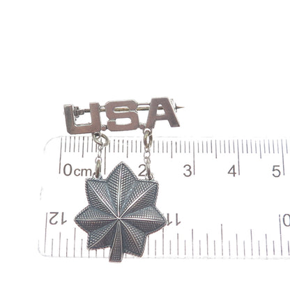 925 Sterling Silver Antique WWII US Army Lieutenant Oak Leaf Pin Brooch