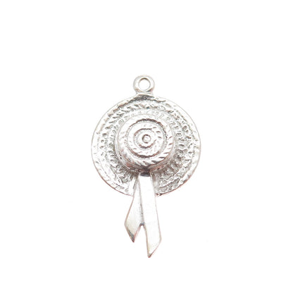 925 Sterling Silver Vintage Picnic Hat Charm Pendant