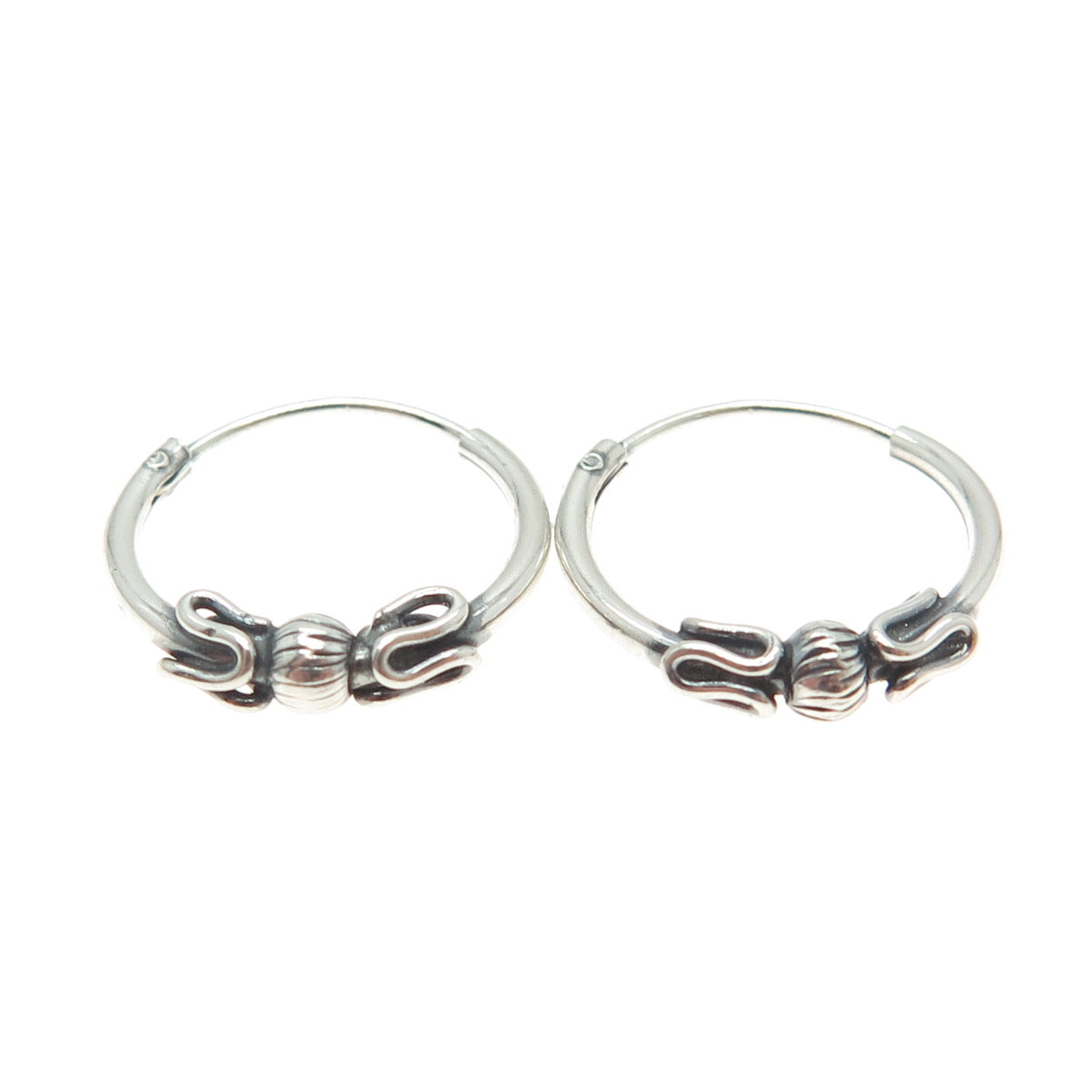 925 Sterling Silver Ball Swirl Hoop Earrings