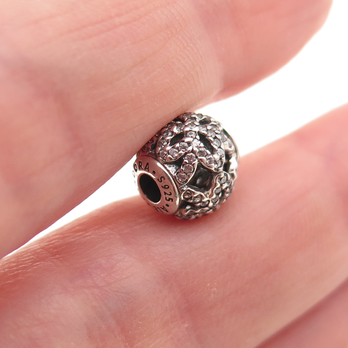 Pandora 925 Sterling Silver C Z Essence Appreciation Slide Bead Charm