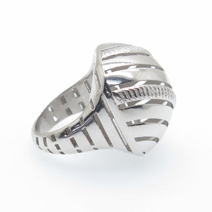 925 Sterling Silver Italy Modernist Ribbed Dome Ring Size 7.75