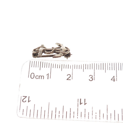 Vanguard 925 Sterling Silver Antique WWII US Navy Anchor Oxidized Pin Brooch